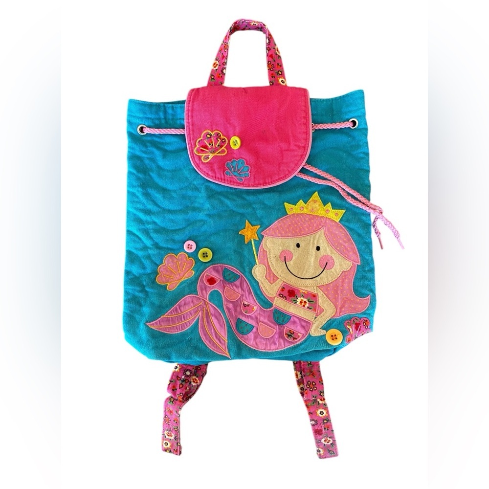 Stephen Joseph Mermaid Backpack Drawstring Magnet Toddler Adjustable Straps Used